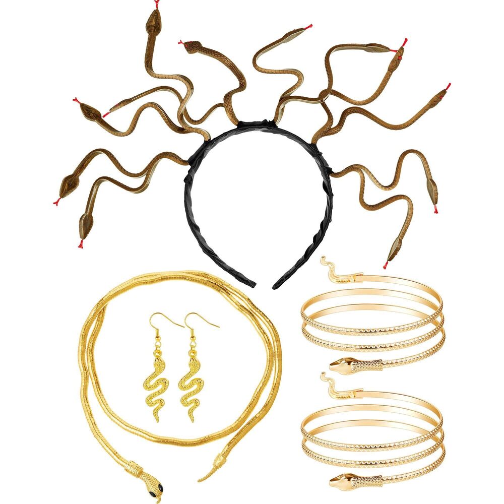 3862 5 Pcs Halloween Medusa Snake Costume Headband Armband
